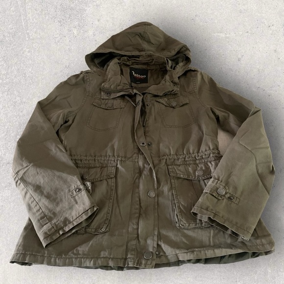 Women's Cargo Pocket Utility Jacket Hooded Green XSMALL - Picture 6 of 16